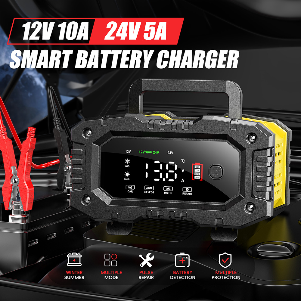 Lifepo4 Battery Charger Smart Automatic - FOXSUR 12V 24V Araba Motosiklet Kamyon