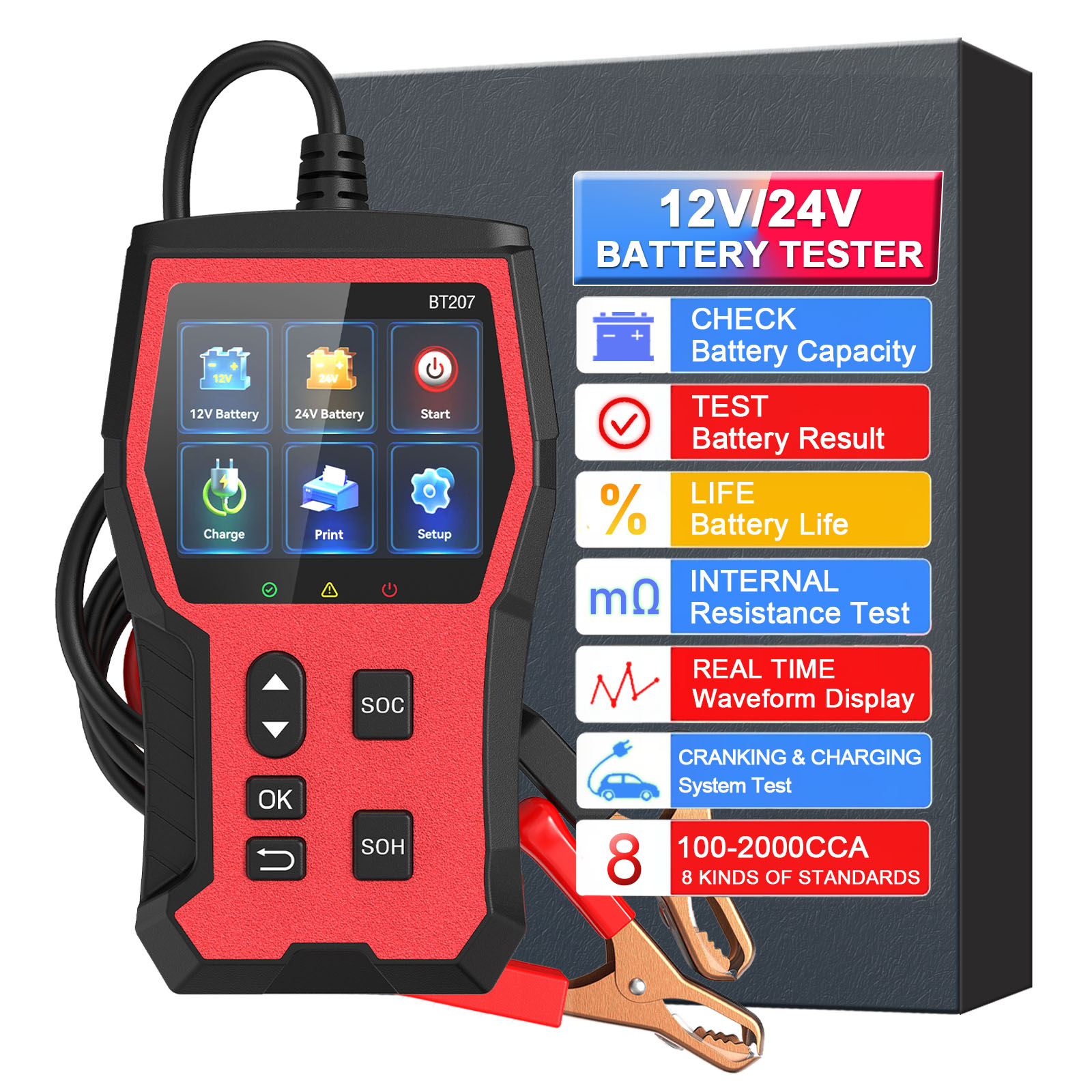 Car Battery Load Tester Digital Cranking - Araç Akü Test Cihazı 12-24V Otomatik