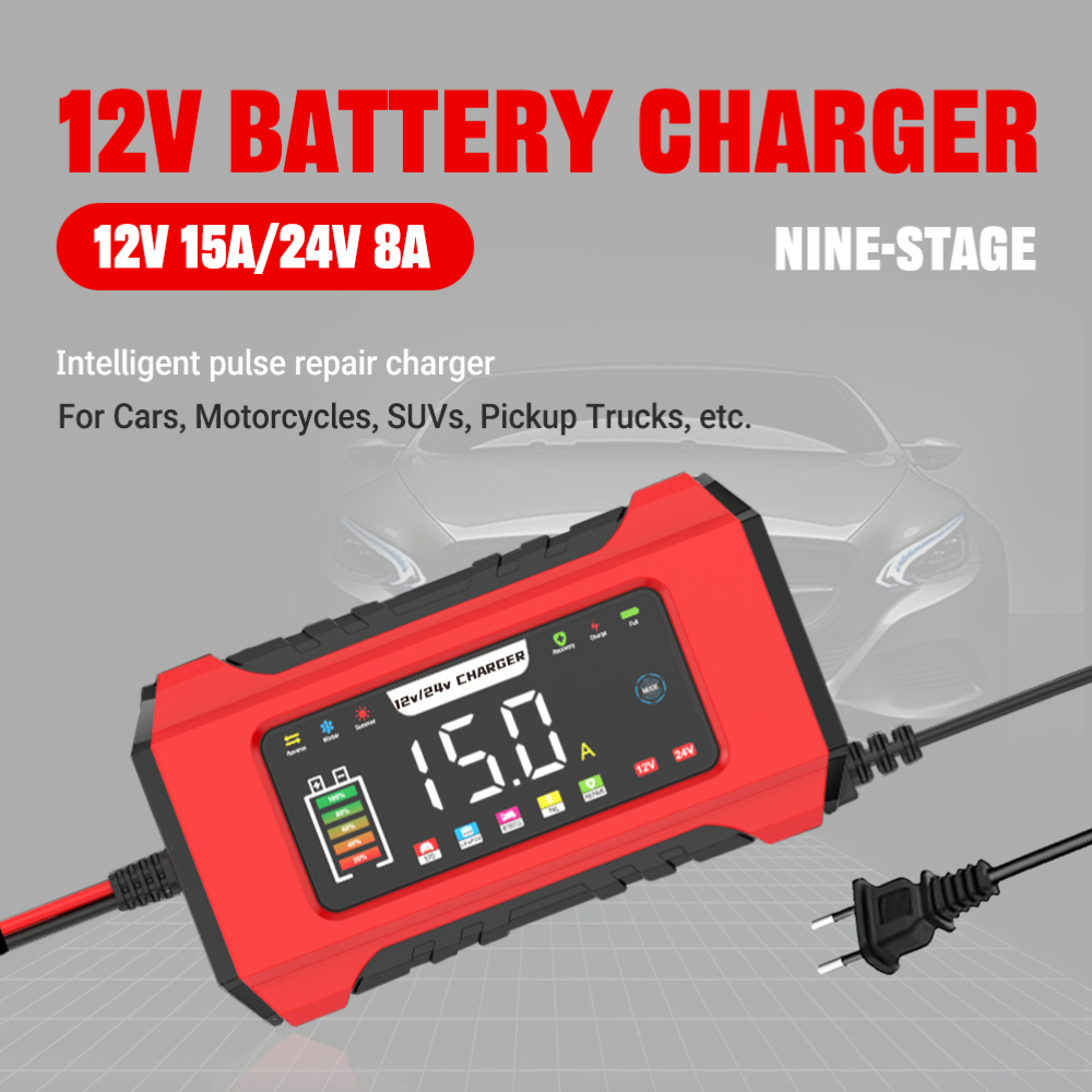 Lifepo4 Battery Charger Smart Automatic - Renkli LCD Ekranlı Pro 12V Akıllı