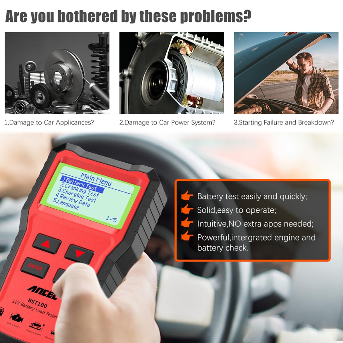 Car Battery Load Tester Digital Cranking - Dijital 12V Araç Akü Test Cihazı