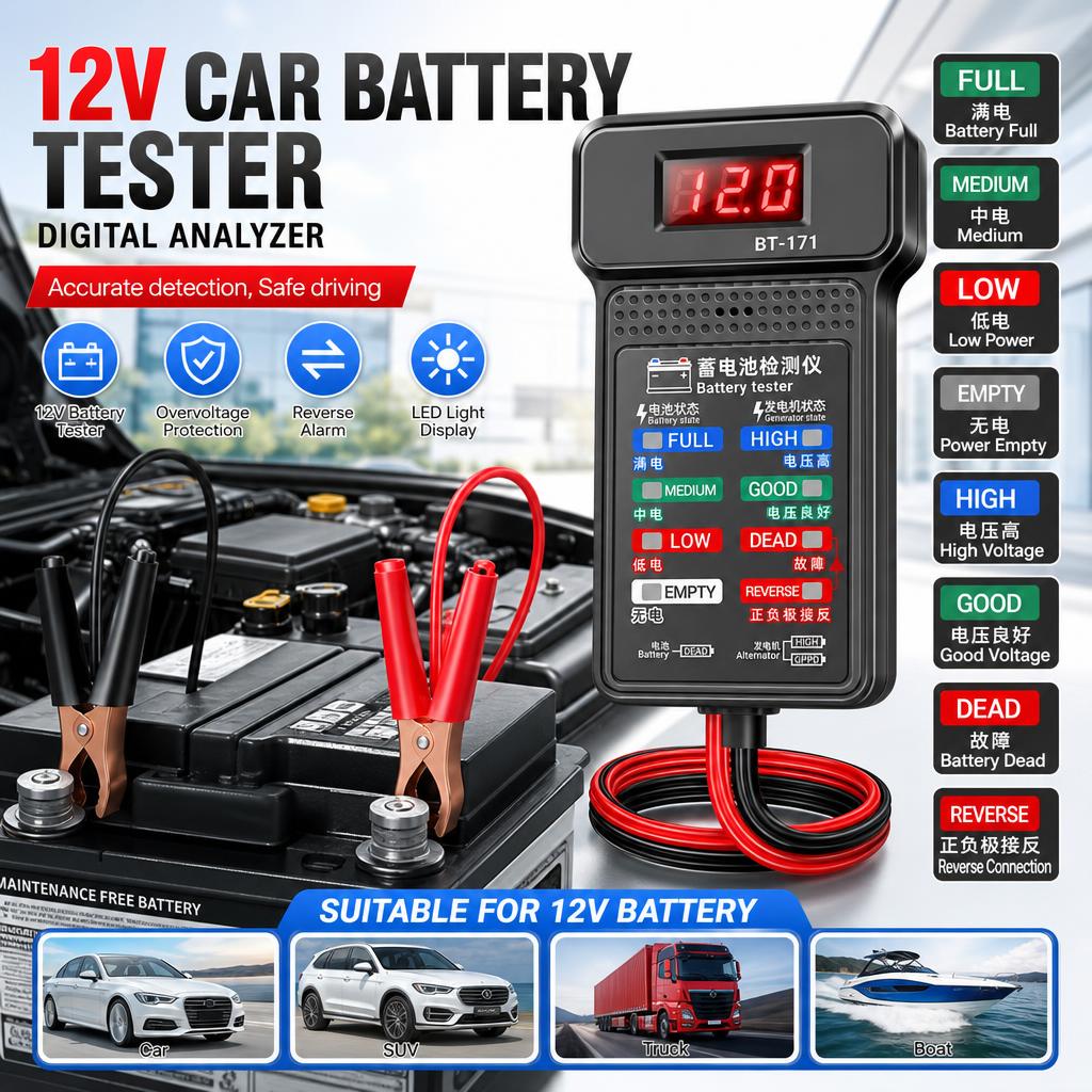 Car Battery Load Tester Digital Cranking - 12V Araç Aküsü Test Cihazı Dijital