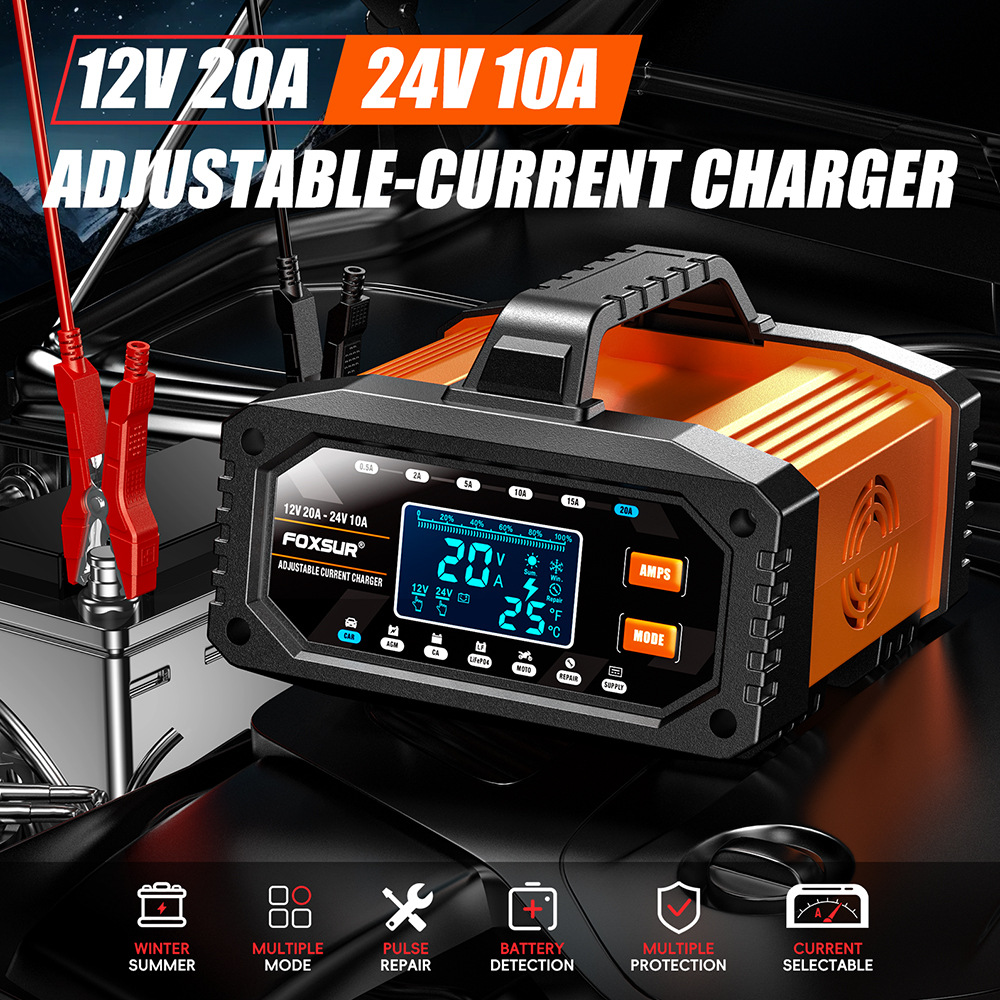 Smart Car Battery Charger 12V 24V 20A - 12V/24V Taşınabilir 0.5A-20A Araba ATV Motosiklet