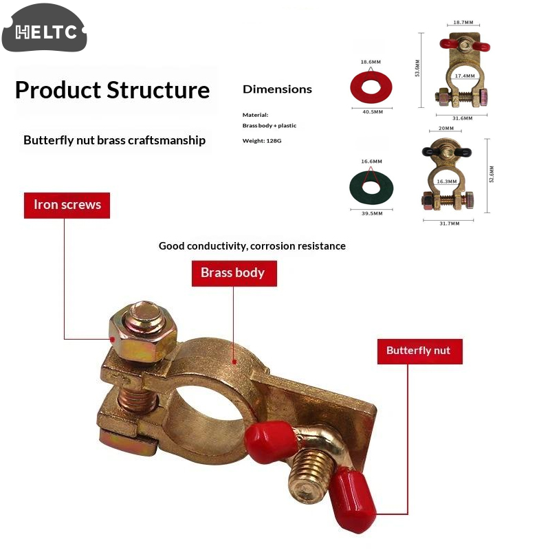 Battery Terminal Clamps Quick Release Brass - 1 takım katı pirinç kelepçeler konnektörler