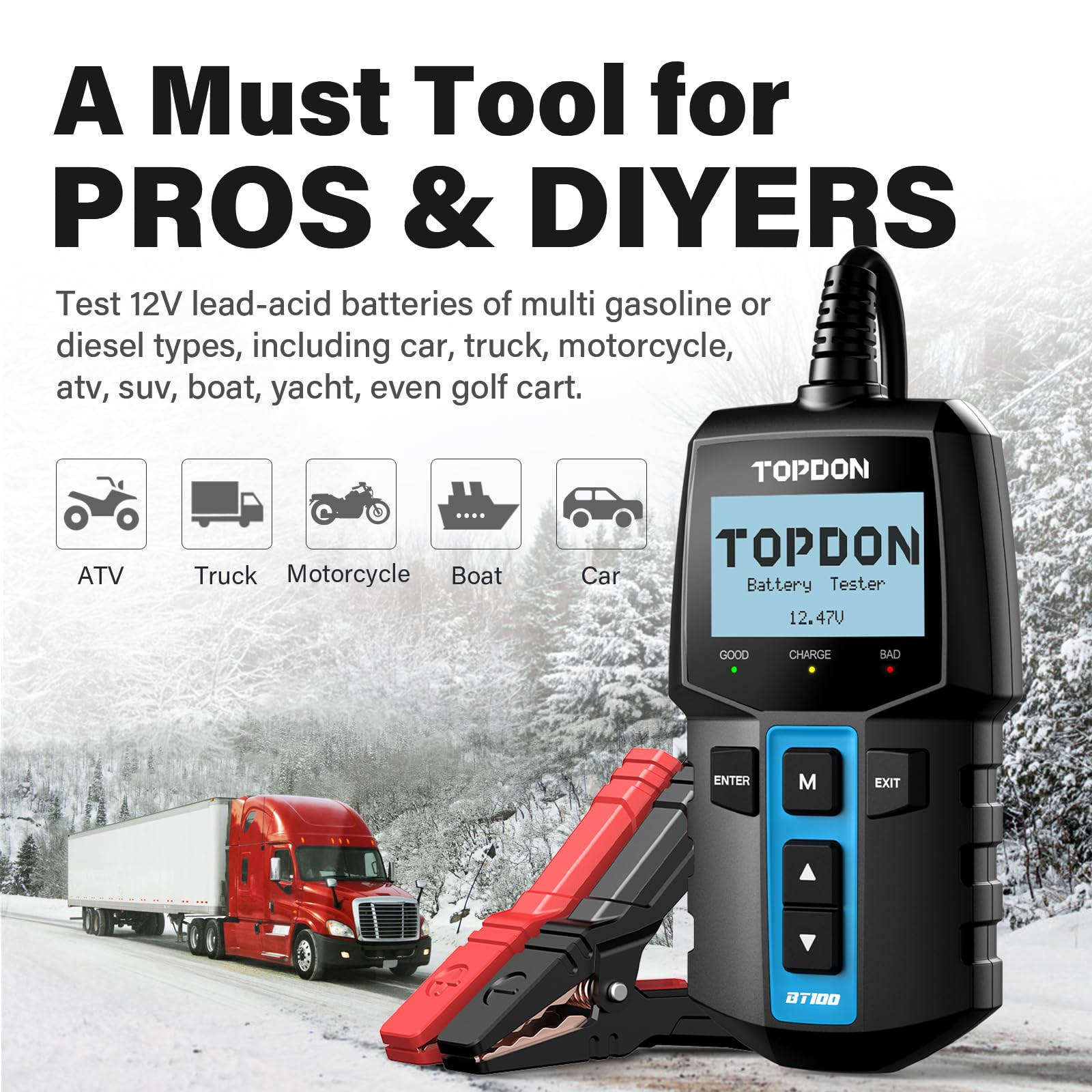TOPDON BT100 12V Dijital Akü A - Car Battery Load Tester Digital Cranking incelemesi ve fiyatı