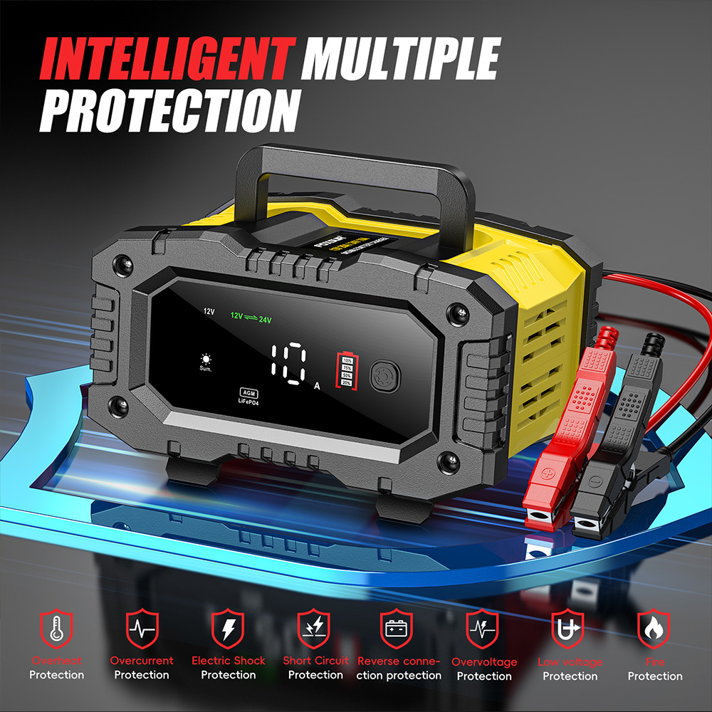 FOXSUR 12V 24V Araba Motosikle - Lifepo4 Battery Charger Smart Automatic incelemesi ve fiyatı
