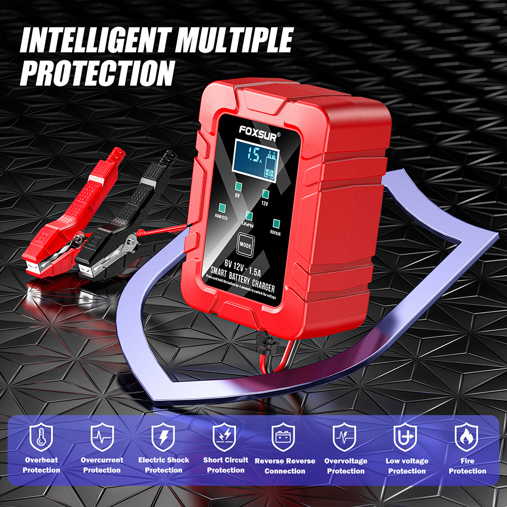 FOXSUR FBC061215D 6V 12V 1.5A  - Lifepo4 Battery Charger Smart Automatic incelemesi ve fiyatı