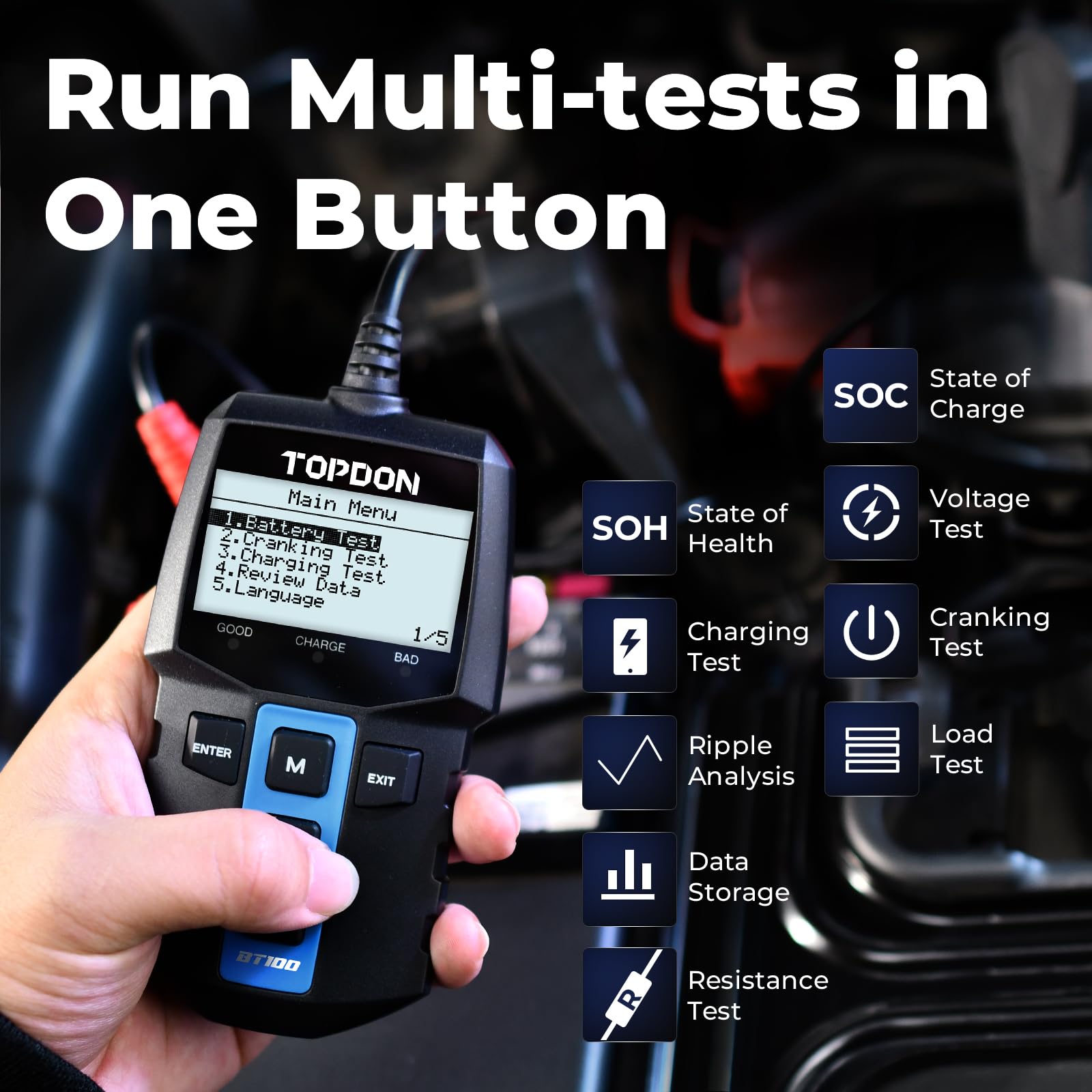 TOPDON BT100 12V Dijital Akü A - Car Battery Load Tester Digital Cranking incelemesi ve fiyatı