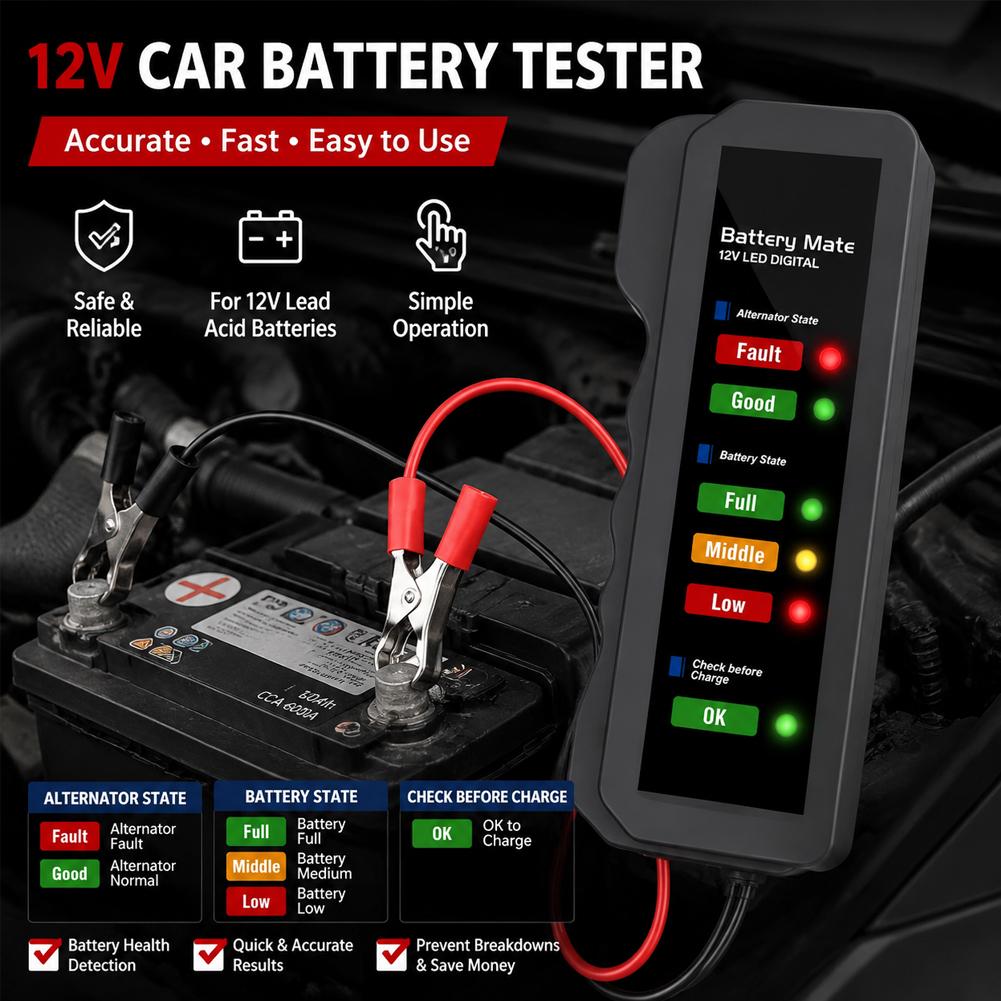 12V Dijital Alternatör Test Ci - Alternator Tester Digital Diagnostic Tool incelemesi ve fiyatı