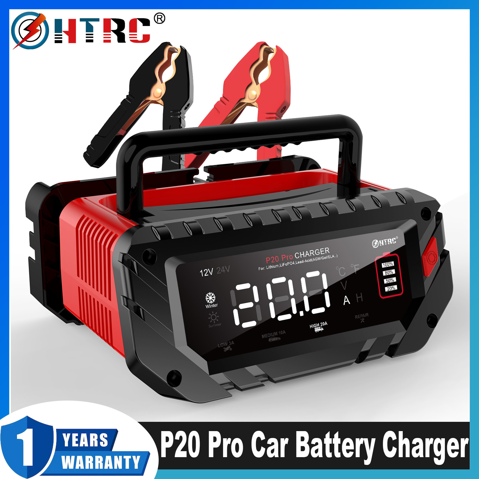 HTRC P20 Pro 20A Akıllı Akü Şa - Smart Car Battery Charger 12V 24V 20A incelemesi ve fiyatı