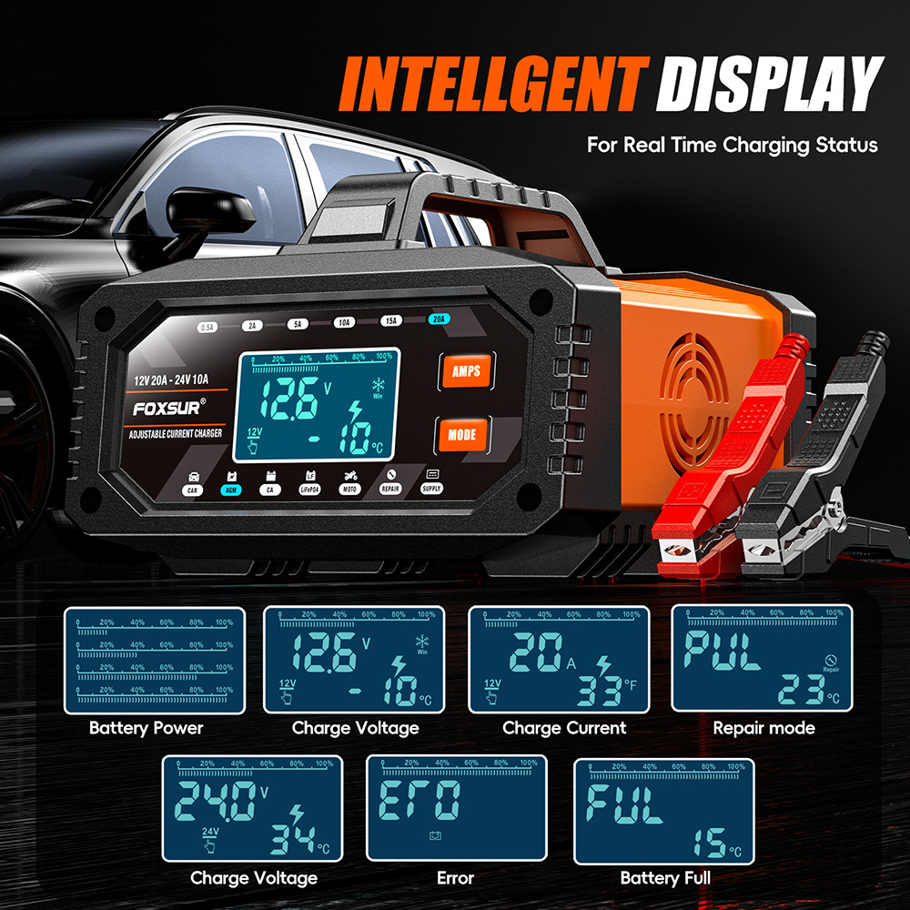12V/24V Taşınabilir 0.5A-20A A - Smart Car Battery Charger 12V 24V 20A incelemesi ve fiyatı