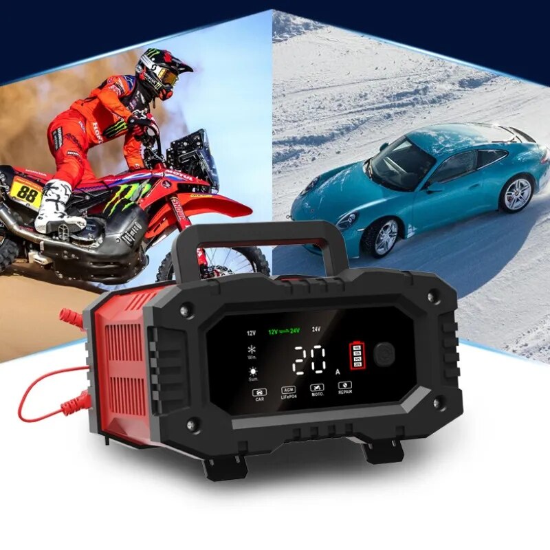 20A/10A araba motosiklet pil ş - Smart Car Battery Charger 12V 24V 20A incelemesi ve fiyatı