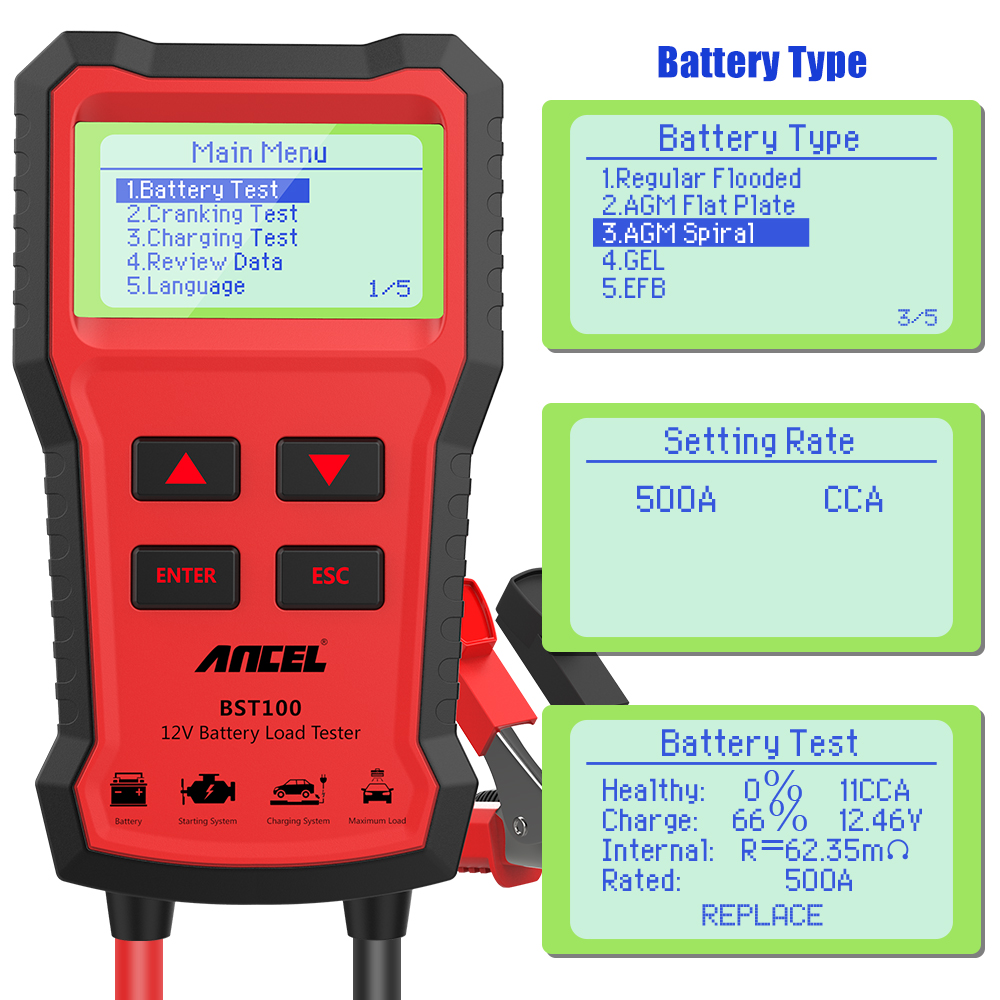 HOT ANCEL BST100 Araç Akü Test - Car Battery Load Tester Digital Cranking incelemesi ve fiyatı