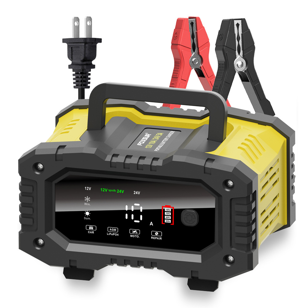 FOXSUR araba motosiklet pil şa - Smart Car Battery Charger 12V 24V 20A incelemesi ve fiyatı